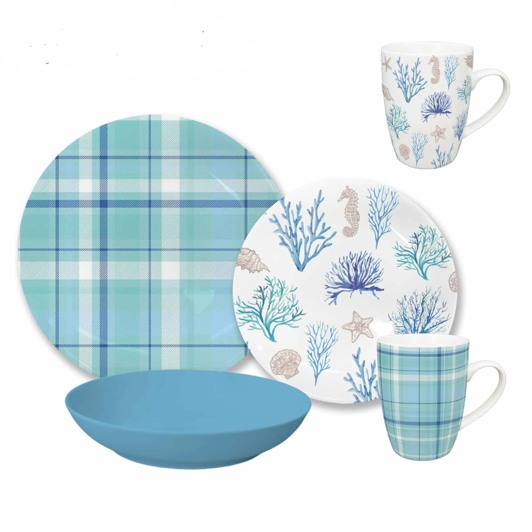 Hot Sale Bone China Ozean Stil Geschirr Set Home Wear Restaurant Keramik Teller Porzellan Geschirr Set