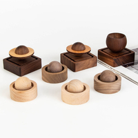Boule Ronde Bois Parfumé Monté sur Voiture Horizontal Simple Circulaire Noyer Noir Aromathérapie Ornement Diffuseur
