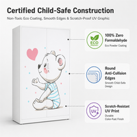 Lemari Pakaian Bayi Desain Baru 2 Pintu Logam Lemari Penyimpanan Anak-Anak Baja Lemari Pakaian Kamar Tidur