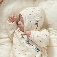 Ensembles de vêtements pour bébé personnalisés Mimixiong, vêtements tricotés pour nouveau-nés, ensemble cadeau pour bébé 100% coton, barboteuses avec chapeau, ensemble de vêtements pour nouveau-nés