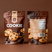 Sachet personnalisé refermable pour biscuits, pochette verticale en plastique scellée avec fermeture éclair pour emballage de bonbons et biscuits