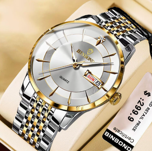 นาฬิกาข้อมือควอตซ์ Binbond B2077 2077 แฟชั่นผู้ชาย สแตนเลสกันน้ำ ปฏิทิน ธุรกิจ ลำลอง สำหรับผู้ชาย - Product Image 1