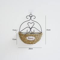 Décor à la maison rustique Vintage corde de paille tissé plante panier tenture murale fleur Pots muraux pour plantes