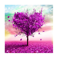 Image de l'arbre Wutong en forme de coeurs violets nouveau diamant peinture pleine perceuse diamant broderie décor à la maison Art mur