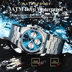 Poedagar 970 Luxe Man Quartz Horloge Roestvrij Hoge Kwaliteit Drukknop Verborgen Sluiting Waterdichte Lichtgevende Datum Week Heren Pols - Product Image 4