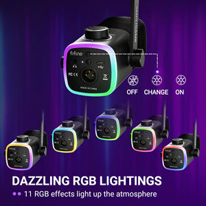 ไมโครโฟนไดนามิก <span class=keywords><strong>FIFINE</strong></span> AM9 <span class=keywords><strong>XLR</strong></span>/USB ไฟ RGB ตัดเสียงรบกวน (ANC) ปุ่มปรับระดับเสียง/เกน แบบพกพา ไมค์สำหรับเล่นเกมบนพีซีแบบมีสาย - Product Image 2