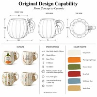 Mug en céramique de porcelaine de haute qualité, élégant, pas cher, en forme de citrouille de Thanksgiving, personnalisable, coloré, compatible lave-vaisselle, pour la rentrée scolaire