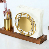 Porte-serviettes en métal classique avec logo personnalisé, porte-cure-dents, boîtes à mouchoirs, base en métal, support de serviettes de table pour restaurants, hôtels, maison