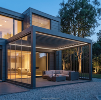 Pérgola Moderna de 6x4m con Techo de Láminas de Aluminio Motorizado, Impermeable, Ecológica, para Jardín, Espacios de Vida de Lujo