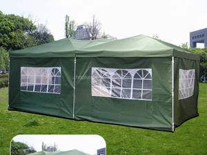 Tente pliante portable 3x6m avec parois latérales <span class=keywords><strong>en</strong></span> polyester enduit PA, structure <span class=keywords><strong>en</strong></span> acier métallique, <span class=keywords><strong>bois</strong></span> traité naturellement, auvent pliable pour voiture, utilisation <span class=keywords><strong>en</strong></span> extérieur - Product Image 4