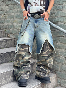 Jeans en denim baggy surdimensionnés pour hommes, coupe <span class=keywords><strong>large</strong></span>, délavés, personnalisables, vente en gros à prix abordable - Product Image 1