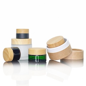 In Stock 5g 10g 20g 30g 60g Cosmetic Glass Jar Wood Grain Lid Frosted Clear 50g 100g Glass Cream Jar With Bamboo Plastic Lids - Product Image 3