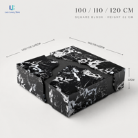 Table basse en marbre Luca Nero Marquina |   Blocs de marbre naturel à quatre côtés, rainurés en croix, polis, forme basse, ODM OEM
