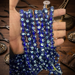Gros fait à la main bleu mauvais œil perles de verre brins vraie touche pierre semi-précieuse pour bijoux de mode et artisanat Feng Shui - Product Image 2