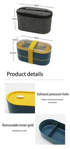 Microwavable Office School 2 Layer AS <b>Lid</b> PP Lunch Box Leakproof Food <b>Container</b> Japan Lunch Box With Fork Spoon and Insulation B - Product Image 4