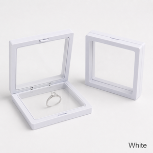 Caja de Joyería con Marco Flotante 3D y Logotipo Personalizado, Estuche de Suspensión con Película de PE, Exhibición Antioxidante para Anillos, Aretes, Collares y Gemas - Product Image 1