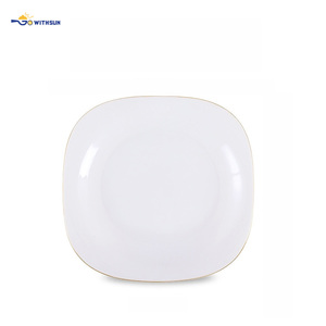 <span class=keywords><strong>Vajilla</strong></span> de <span class=keywords><strong>Vidrio</strong></span> <span class=keywords><strong>Opal</strong></span> Blanco al por Mayor, Platos y Tazones con Bordes Dorados de Lujo, Juego de Boda Personalizable, Resistente al Calor, Cuadrado - Product Image 3