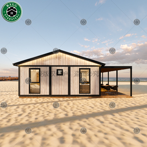 Light Steel Frame White Wood Grain Prefab Home Wooden Terrace Awning & <b>LED</b> Lighting Modular Backyard Guest House - Product Image 3