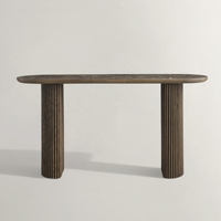 Table console moderne de 72 pouces avec pieds en forme de colonne cannelée, finition bois foncé, table étroite pour entrée, salon et couloir