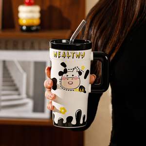 Taza <span class=keywords><strong>de</strong></span> cerámica <span class=keywords><strong>de</strong></span> vaca <span class=keywords><strong>de</strong></span> dibujos animados, taza <span class=keywords><strong>de</strong></span> pajita <span class=keywords><strong>de</strong></span> cerámica <span class=keywords><strong>de</strong></span> gran capacidad <span class=keywords><strong>de</strong></span> 680ml, taza <span class=keywords><strong>de</strong></span> leche <span class=keywords><strong>de</strong></span> café portátil con tapa, regalo <span class=keywords><strong>de</strong></span> <span class=keywords><strong>cumpleaños</strong></span>, taza <span class=keywords><strong>de</strong></span> recuerdo - Product Image 2