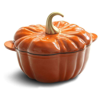 Marmite hollandaise moderne en fonte émaillée en forme de citrouille d'Halloween, antiadhésive, compatible gaz et induction, passe au lave-vaisselle