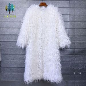 European American Multi-Color Over Knee Long Faux Plush Coat <strong>Women</strong> Winter Outerwear - Product Image 2