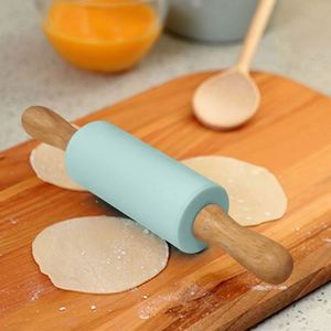 Custom Different Color Rolling Pins <b>Baking</b> Tool Wooden Handle Nonstick <b>Silicone</b> Mini Christmas Dough Rolling Pin - Product Image 3
