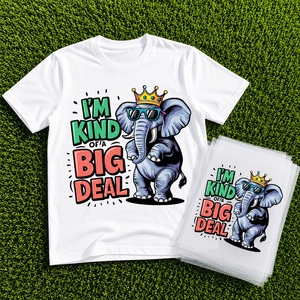 Transferts thermiques personnalisés DTF motif éléphant cool avec slogan « I'm Kind of a Big Deal » pour T-shirt - Product Image 1