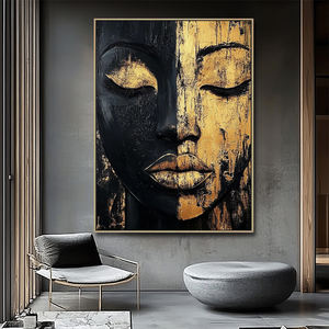 Decoración del hogar hecha a mano acrílico abstracto arte moderno Oro Negro mujeres lujo arte africano <span class=keywords><strong>pinturas</strong></span> <span class=keywords><strong>de</strong></span> pared - Product Image 2