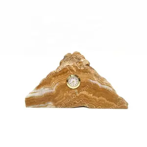 NANWEI Provide Mountain Shape yellow onyx table clock