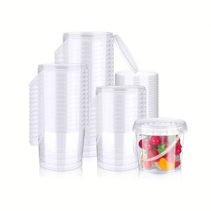 Seau en plastique PP transparent de 700 ml, gobelets jetables pour thé aux fruits avec poignées - Product Image 2