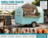 Remorque alimentaire rétro en fibre de verre, chariot de restauration mobile avec fenêtre de service pour café, glaces, snacks, et activités commerciales de restauration de rue et de festivals