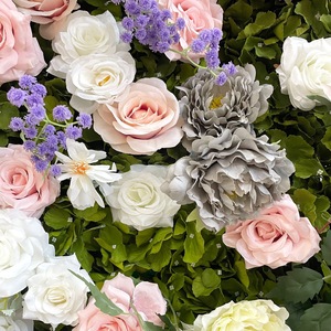 Pastel Floral With Green <b>Leaf</b> <b>Wall</b> Realistic Flower Panel Easy Install For Indoor Party Studio <b>Decor</b> - Product Image 3