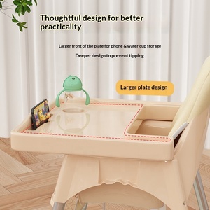 Chaise haute pour bébé pliable, plateau repas en plastique portable, hauteur réglable et dossier réglable pour les bébés de 6 mois et plus - Product Image 4
