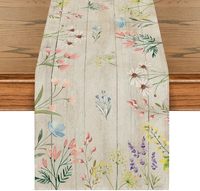Chemin de table floral de printemps, 13 * 72 pouces, chemin de table brodé de marguerites multicolores, tulipes, adapté à la décoration de printemps