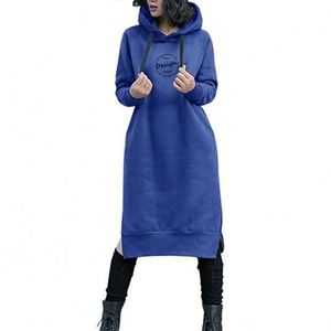 Robe longue à capuche grande taille pour femme, en molleton bouclette de haute qualité, avec impression en relief, style streetwear décontracté d'hiver, personnalisable avec logo, vente en gros - Product Image 6