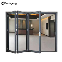 Porte accordéon en aluminium, porte pliante légère avec cadre en aluminium et verre trempé pour balcon et terrasse
