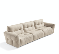 Canapé modulaire d'appartement trois places de luxe en tissu nuage, style français, moderne et simple, design droit, avec rembourrage en éponge de mouton