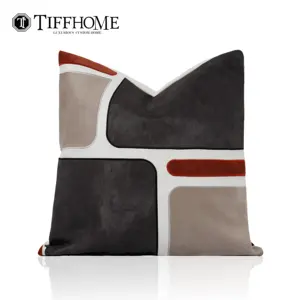 Tiff Home Wholesale Product 45*45cm Embroidered Spliced Horsehair Throw Pillow With The Combination Of Color Piece
