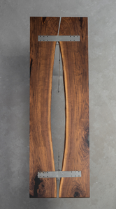 Tavoli da Pranzo in Legno Massello di Noce Nero Nordamericano con Bordo Naturale e Vetro - Product Image 3