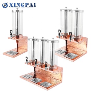 XINGPAI Preço De Fábrica 3L /6L /9L Luxo Rose Dispensers De Suco De Ouro Martelado Dispensadores De Bebida De Aço Inoxidável - Product Image 1