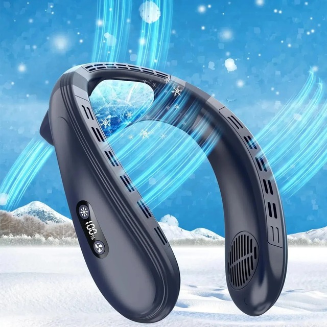 Semiconductor Cooling Neck Fan 5200mAh Rechargeable Wearable Air Conditioner Personal Neck Cooler Portable for Outdoor