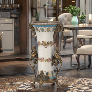 Vase en laiton vintage en forme <span class=keywords><strong>de</strong></span> tête <span class=keywords><strong>de</strong></span> mouton, vase à fleurs sur pied, ange, vase en <span class=keywords><strong>porcelaine</strong></span> haut <span class=keywords><strong>de</strong></span> gamme pour la décoration <span class=keywords><strong>de</strong></span> la maison <span class=keywords><strong>de</strong></span> style européen - Product Image 3