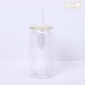 New Design Portable 16oz Double Wall Clear Plastic Mason Jar Cup with Straw for Party <b>Wedding</b> Event - Product Image 1