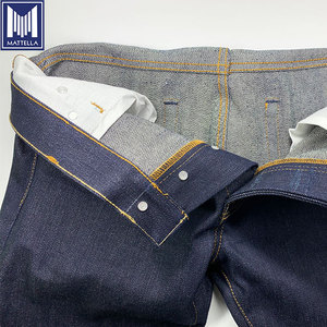 Tissu <span class=keywords><strong>denim</strong></span> <span class=keywords><strong>japonais</strong></span> <span class=keywords><strong>selvedge</strong></span> indigo 17oz super lourd, vintage, hiver, écologique, coupe-vent, tissé à la machine, taille mi-haute pour homme - Product Image 1