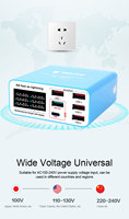 Chargeur rapide RELIFE RL-304P PD3.0+QC3.0 intelligent à 6 ports USB avec affichage numérique pour téléphones et tablettes Android