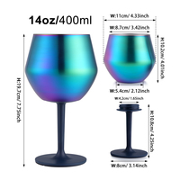 Verres à vin en acier inoxydable 14oz, gobelets de bar incassables isolés sous vide pour les fournitures de fête d'anniversaire d'amitié
