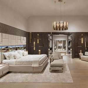 طقم سرير غرفة نوم إيطالي بحجم كينج من الجلد سرير مزدوج مع لوح أمامي بتصميم تخزين - Product Image 3