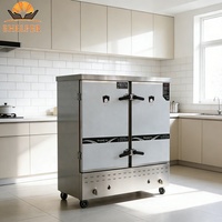 Kabinet Pengukus Nasi Stainless Steel Komersial, Troli Pengukus Multi Tray untuk Nasi, Roti, Makanan Laut, Pangsit, Dim Sum, Sayuran