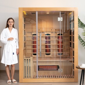 Sauna infrarouge moderne pour 2 personnes en cèdre canadien, chauffage à spectre complet et poêle électrique avec chauffage de 6 kW pour <span class=keywords><strong>spa</strong></span> à domicile et bien-être - Product Image 3